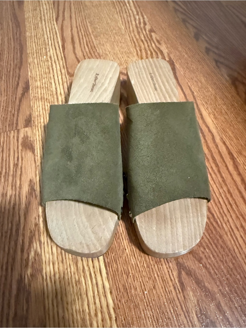 & Other Stories Olive Suede Slide Mules-38